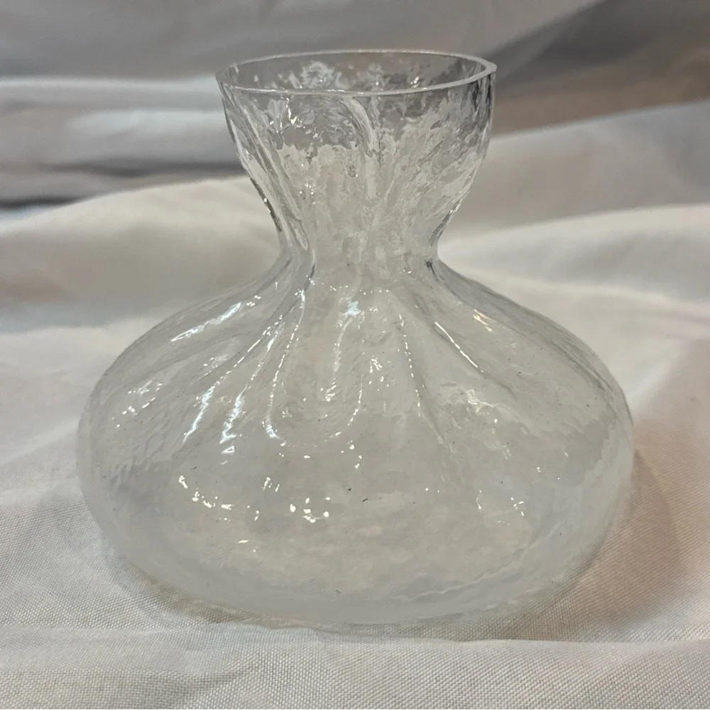 Vintage Swedish Glass Vase SEA Glasbruk by Kosta Rune Strand Sack Textured Vase